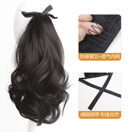 Ponytail wig for women pear blossom curls fluffy strappy low ponytail natural artificial hair long hair short ponytail wig braids