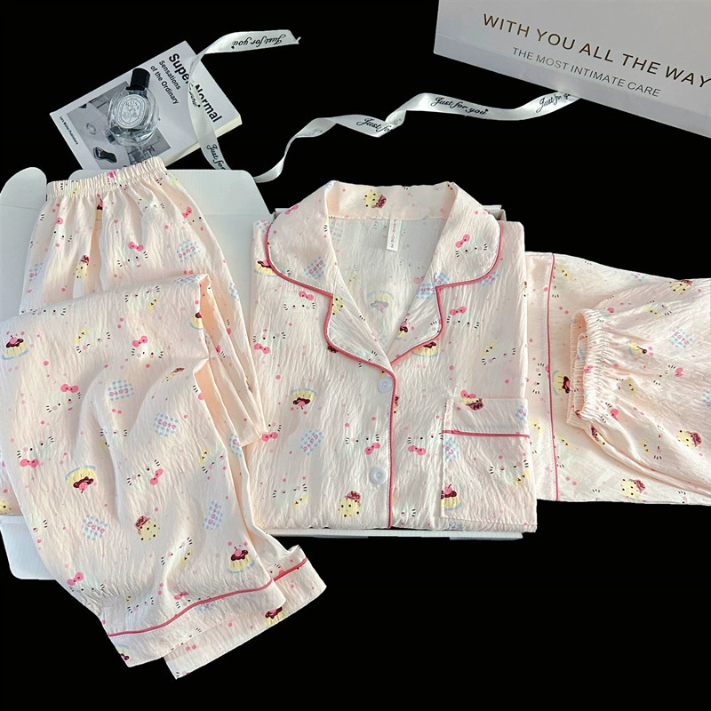 Комплект пижам Hello Kitty, японский хлопок, короткий рукав, 3 предмета, летняя пижама
