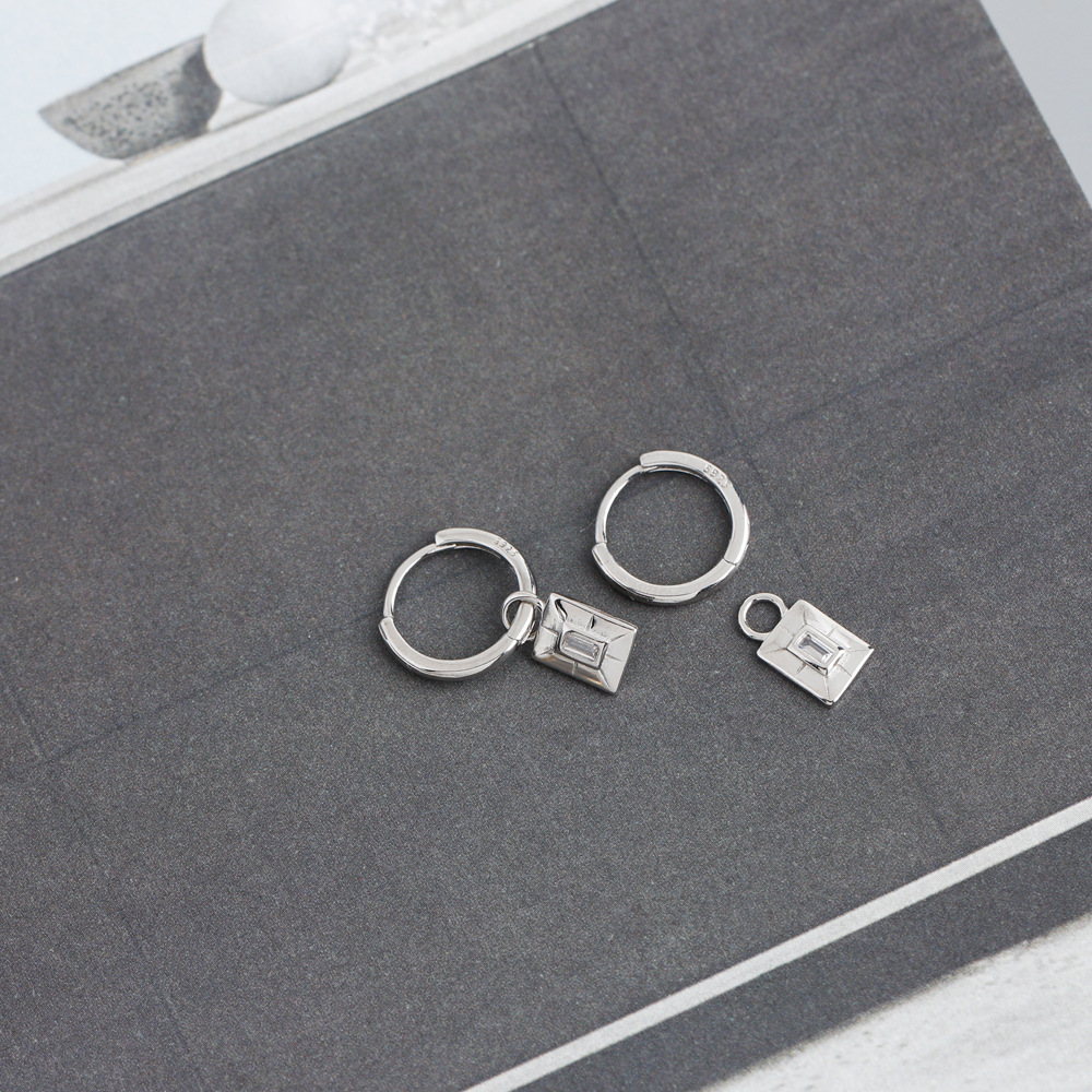 Fashion Geometric Sterling Silver Inlay Zircon Dangling Earrings 1 Pair