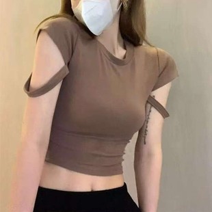 Rayon Pure Desire Chic Short Sleeve T-Shirt for Women, Summer Design, Unique Slim Fit Crop Top for Trendy Girls