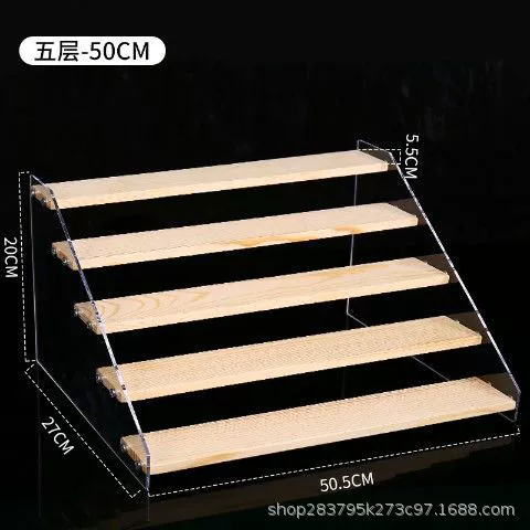 Display Stand Acrylic & Wood Ladder, Multi-Tier Doll Minifigure Rack, 20–50 cm Options