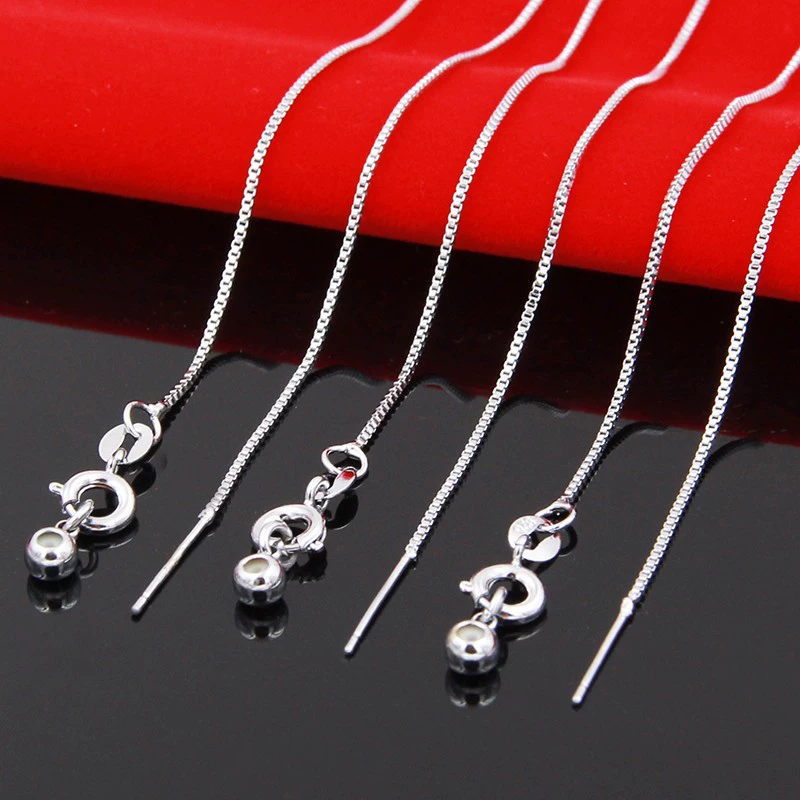 925 медь с серебрением Цвет регулируемый телескопический бусинчатый ожерелье Универсальный игольчатый цепочка коробка голая цепь 45cm цепочка ключицы