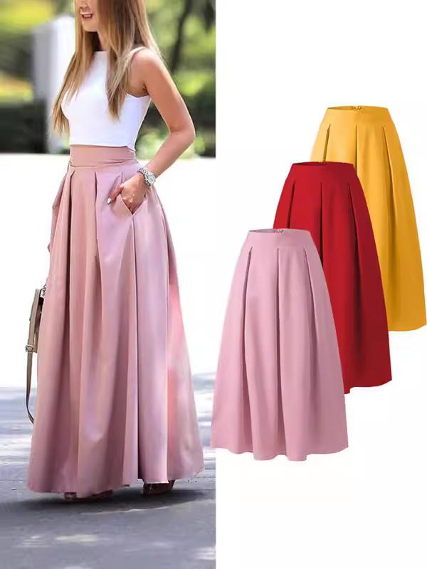 solid color summer fashionable long skirt
