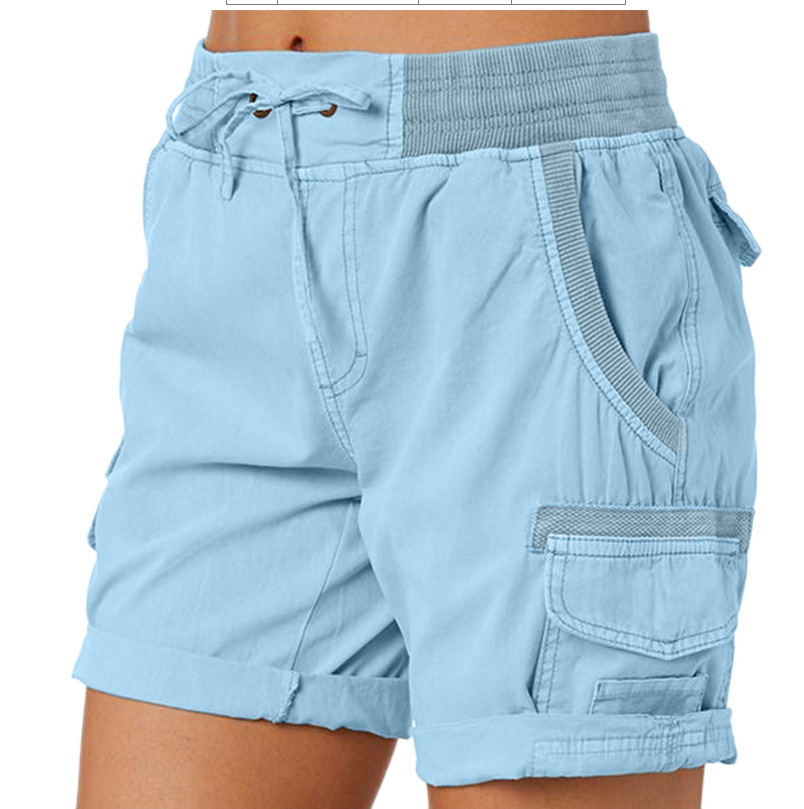 thumbnail image 1 of 2024 nuevo nuevo de las mujeres de color sólido pantalones cortos casuales verano moda cintura delgada recta, 1 of 5