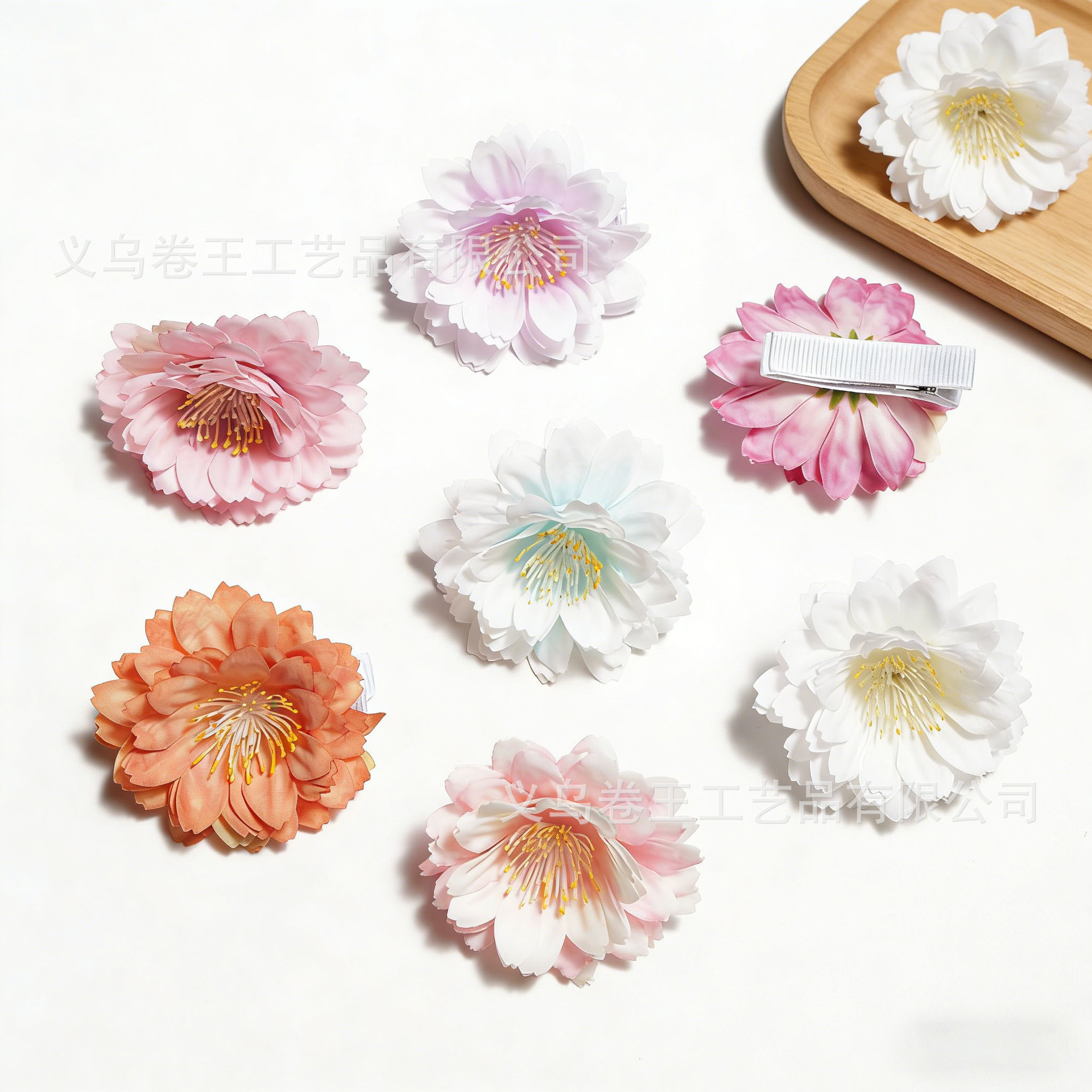 跨境亚马逊2025新款仿真花多层花瓣小雏菊发夹小女孩太阳花发卡