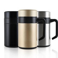 亞馬遜跨境新品不鏽鋼男女辦公手柄保溫杯男士商務泡茶水杯禮品杯