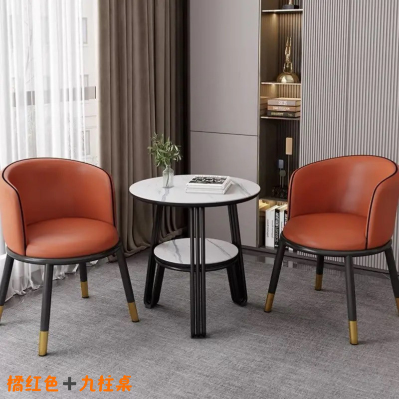 Recepción de negocios de lujo moderno y lujo mezcla de mesa y silla de negociación interior balcón casual café redonda