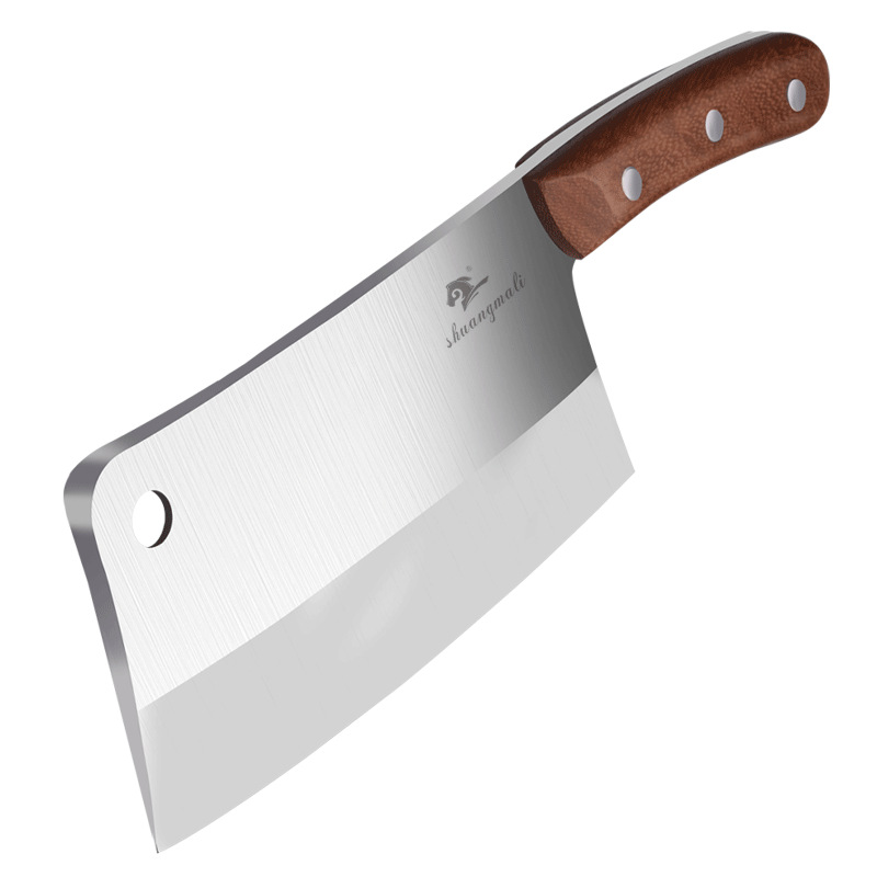 Cuchillo de corte de hueso de acero inoxidable espesado para carnicer, mango antideslizante de madera sólida, cortador de hueso de restaurante