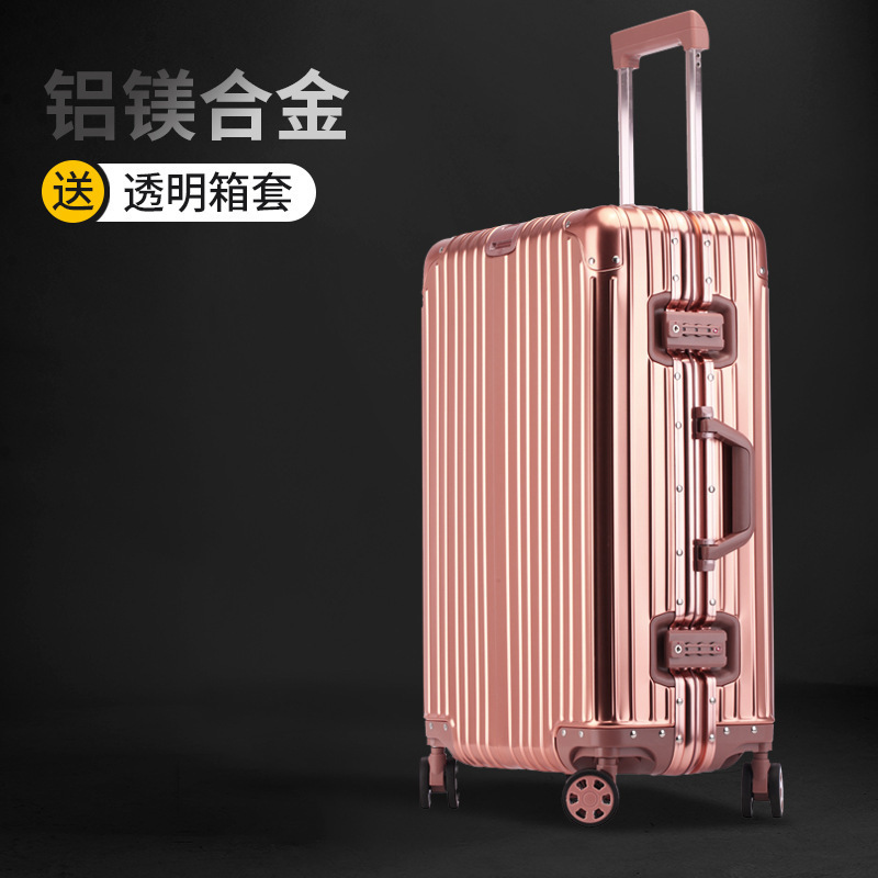 Caja de contraseña de aleación de aluminio y magnesio para mujer, maleta con ruedas universales para hombre, maleta de 20 pulgadas, maleta, caja de aluminio