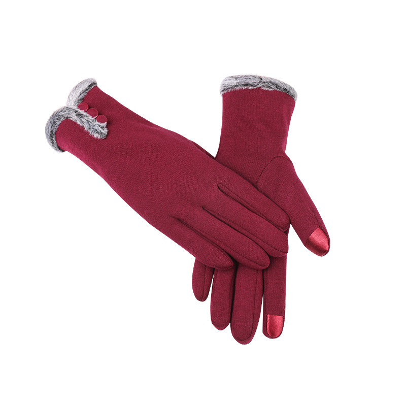 Guantes calientes otoño e invierno de terciopelo no invertido para mujer guantes de equitación al aire libre forrados de vellón engrosados guantes de pantalla táctil a prueba de frío transfronterizos