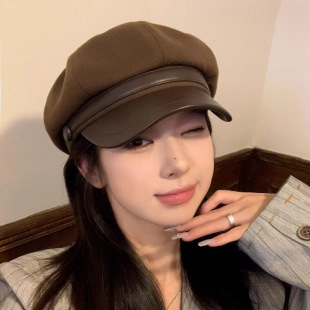 High-End Autumn and Winter Retro Painter's New Beret Maillard Duck Tongue Octagonal Hat Women's Woolen Hat Makes the Face Smaller