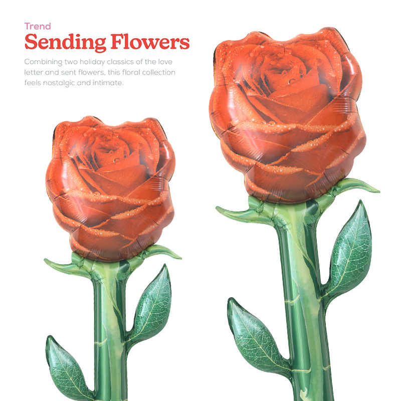 Wedding Valentine's Day Party Layout Photo Props Toy Balloon Stereo Oversized Rose Aluminum Film Romantic Balloon