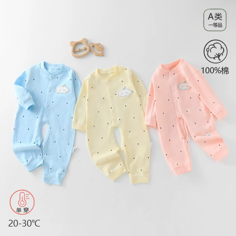 Детский комбинезон из чистого хлопка, весенне-осенняя одежда для новорожденных, класс А, детские пижамы, комбинезон с открытой промежностью, детская одежда Anyang