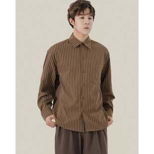 Retro Striped Fashion Hong Kong Style Long Sleeve Shirt Men's Spring and Autumn New Fashion Casual All-match Shirt Jacket