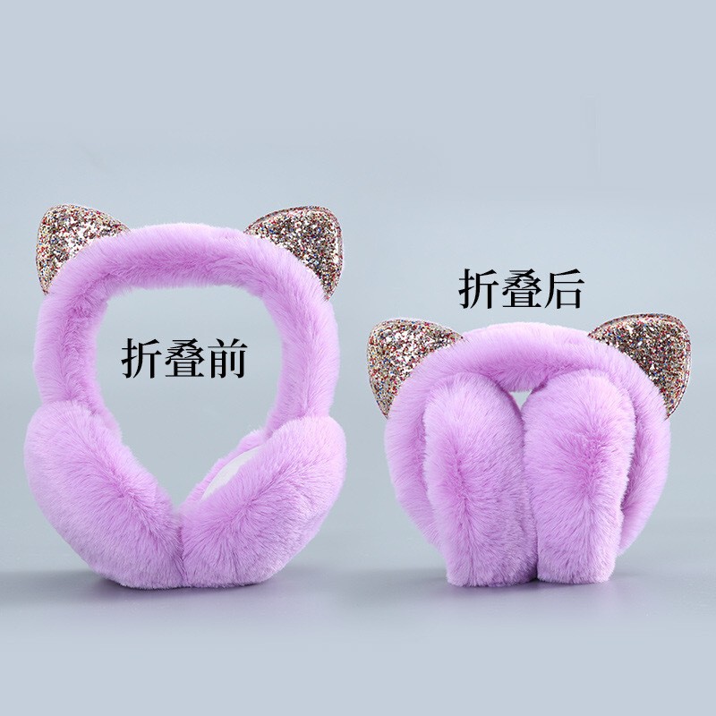 可爱猫耳朵毛绒耳罩女冬季学生骑车保暖护耳防风防寒耳捂耳暖耳套|undefined