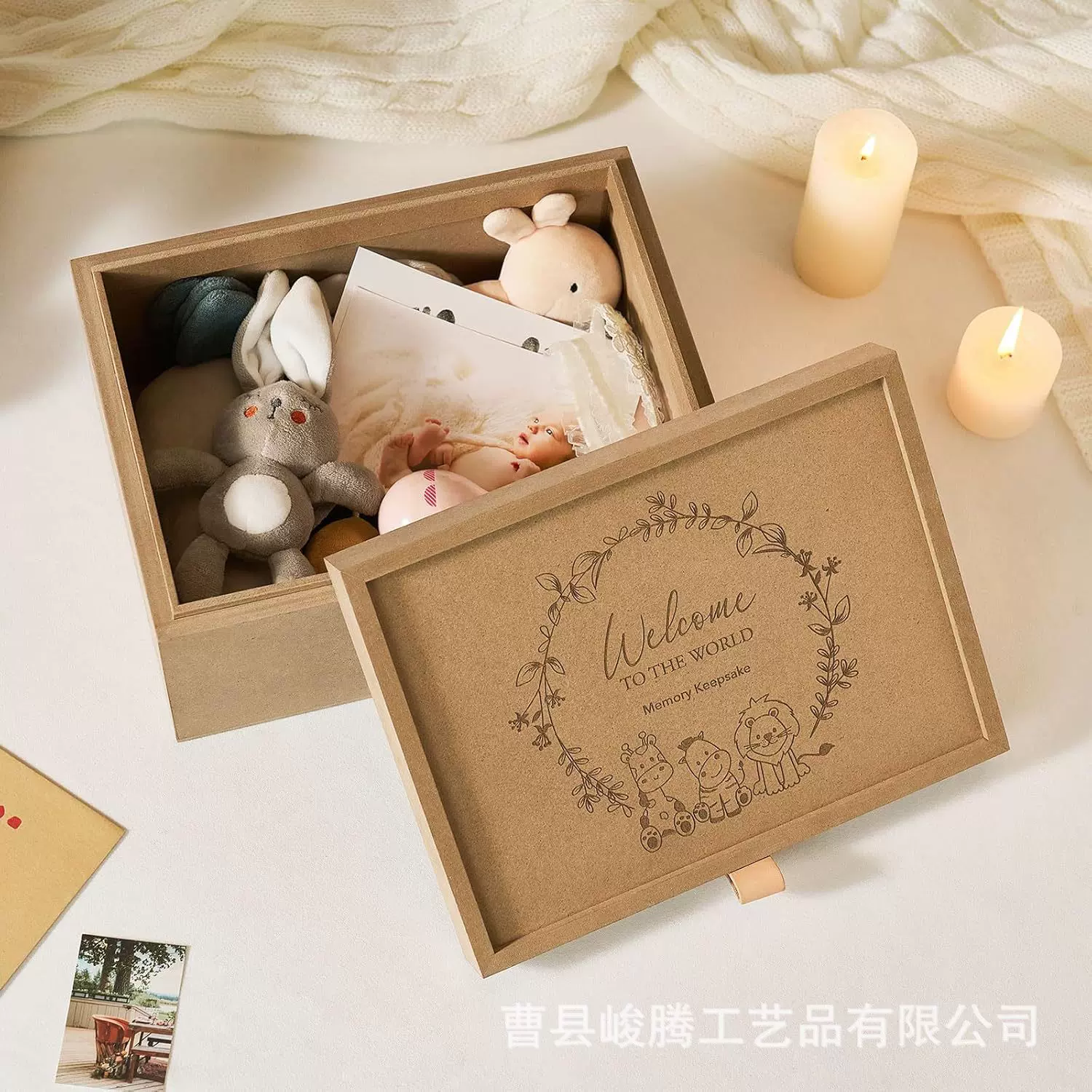 婴儿纪念欢迎盒木制记忆盒婴儿淋浴礼物注册礼品牙齿纪念品收纳盒