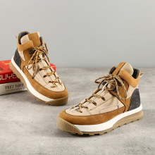 秋冬新款复古男鞋高帮真皮户外休闲工装靴英伦百搭时尚潮男马丁靴