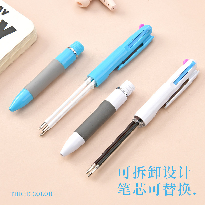 Bolígrafo de bolas de tres colores personalizado logotipo publicitario de escritorio personalizado bolígrafo de publicidad de oficina personalizado bolígrafo de regalos personalizado papelería multicolor