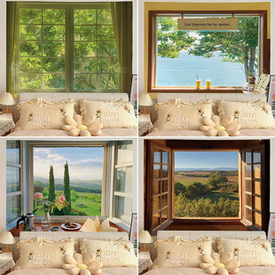 ins Beautiful Window Scenery Internet Celebrity Live Background Cloth Room Decoration Bedroom Decoration Wall Cloth Dormitory Reconstruction Cloth