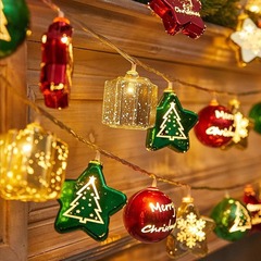 アマゾンクリスマス LED スター電気メッキクリスマスボール点滅ストリングライトクリスマスツリーライトスカイボール装飾ライト