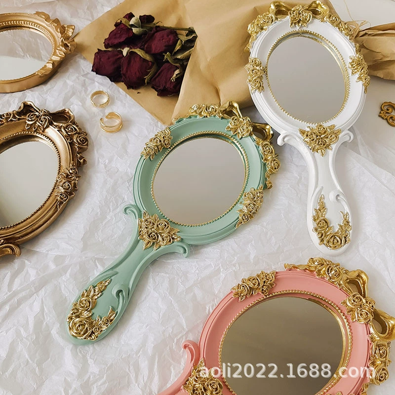 INS wind court European-style retro creative Baroque ручка держатель зеркало для макияжа, зеркало ручной работы
