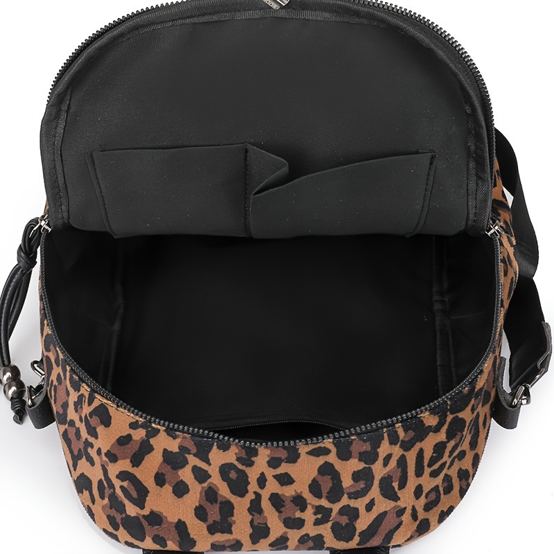 Leopard Print Retro Women's Shoulder Bag And Backpack Set_voghion.com
