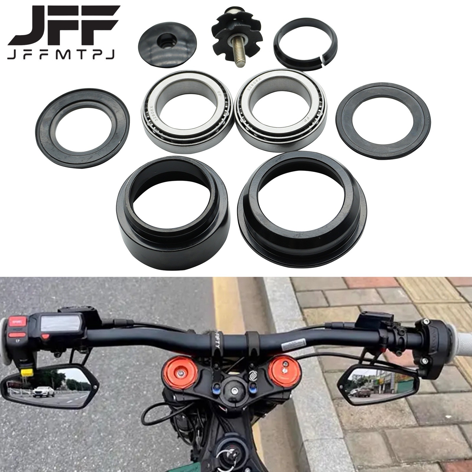 Electric Motorcycle Headset Eight-Piece Bowl Suitable for Light Bee S/X Steering Column Repair Accessories