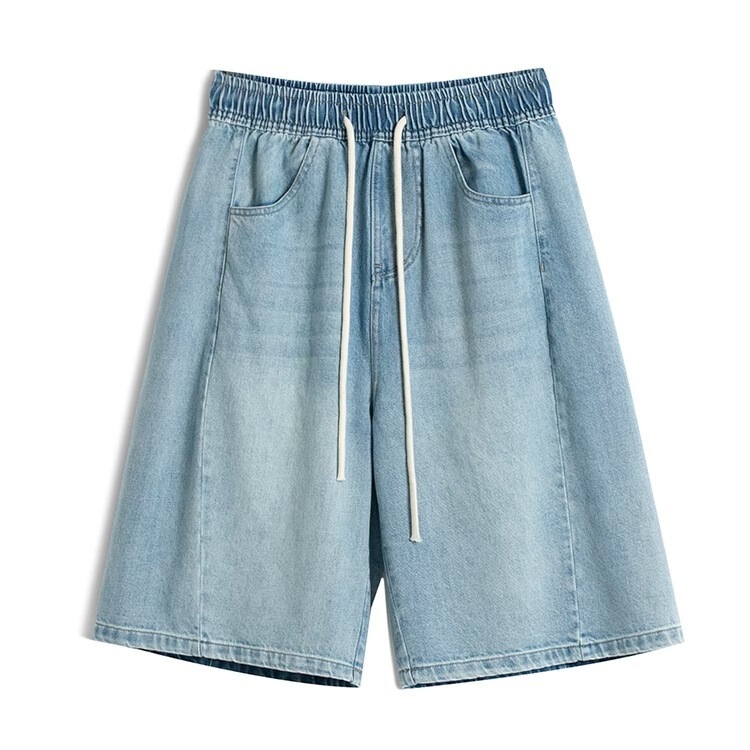 Bermuda Shorts, Simple High-Waisted Sweat-Absorbing Shorts, Casual Pants, Mid-Length Jeans, Light Mist Girl Style