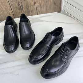 高端皮鞋男商务透气一脚蹬头层牛皮软底舒适上班皮鞋男款休闲真皮