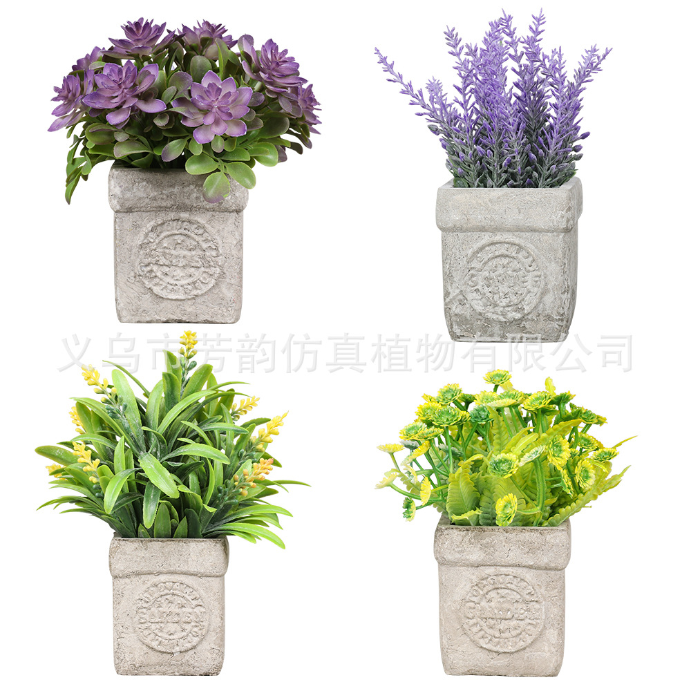 Personalizar mini macetas artificiales transfronterizas con sensación de hoja de cobre, pulpa de hoja de cobre, maceta de simulación de plantas, hojas de incienso, bonsái de lavanda