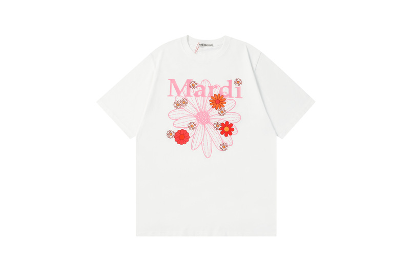 高品質韓国マルディデイジー花柄ルーズラウンドネック半袖Tシャツ男性と女性のためのカジュアルコットントップ|undefined