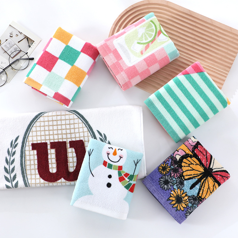 全棉茶巾纯棉割绒活性印花毛巾定制出口欧美外贸茶巾定做纯棉印花