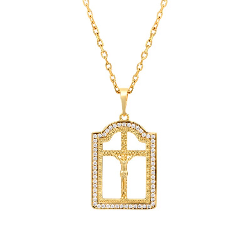 Xuping aleación cuadrada personaje colgante de cruz joyas de colgante único personalidad transfronteriza europea y americana hombre collar de hip hop hombre