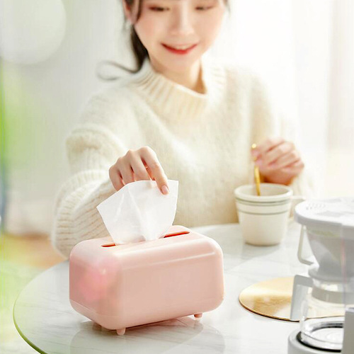 Magnetic bread tissue box with spring, living room table tissue storage box, non-slip mats, bathroom tissue tissue box