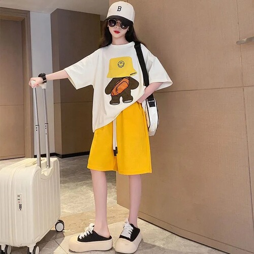 Summer Set for Girls 2024 New Trendy Children's Sporty Fashion Clothing for Older Kids - Internet Famous Street Style Sports Wear for Kids