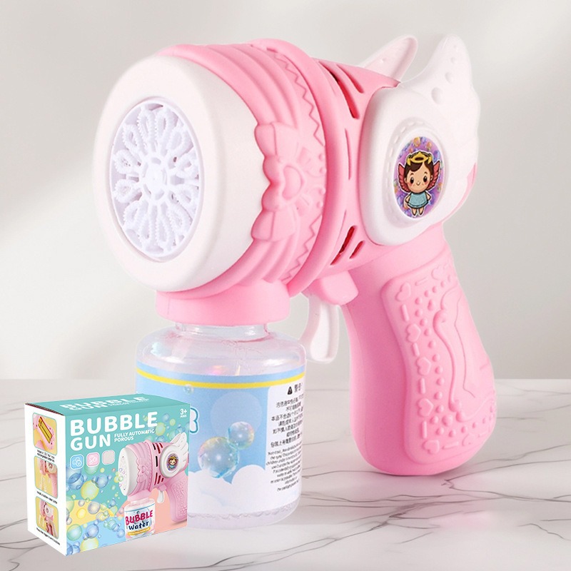 Pistola de burbujas con alas de ángel rosa