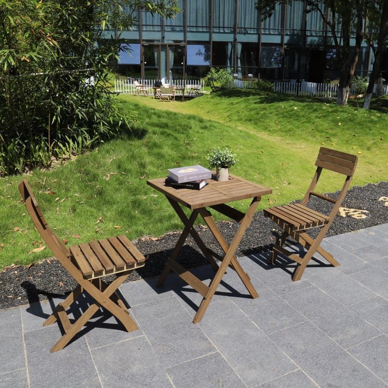 J^茶几阳台休闲桌椅折叠桌椅防腐木茶几户外庭院桌椅可折叠茶几家