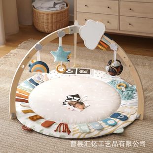 Cross-Border Wooden Baby Game Fitness Stand Wooden Tummy Time Mat Detachable Sensory Toy Baby Exercise Stand