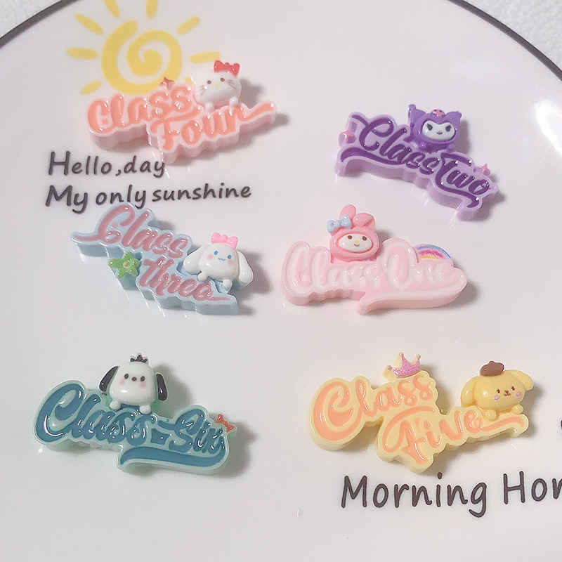 Caricatura Inglés Animal Diy Accesorios de resina Crema Adjustación de cabello Teléfono móvil agujero agujero botón de zapatos parche hecho a mano