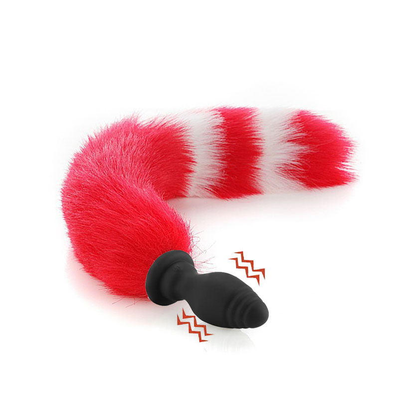 Sexy reemplazable Fox cola de silicona vibración anal plug back corte masturbación SM suministros para adultos entrega al por mayor