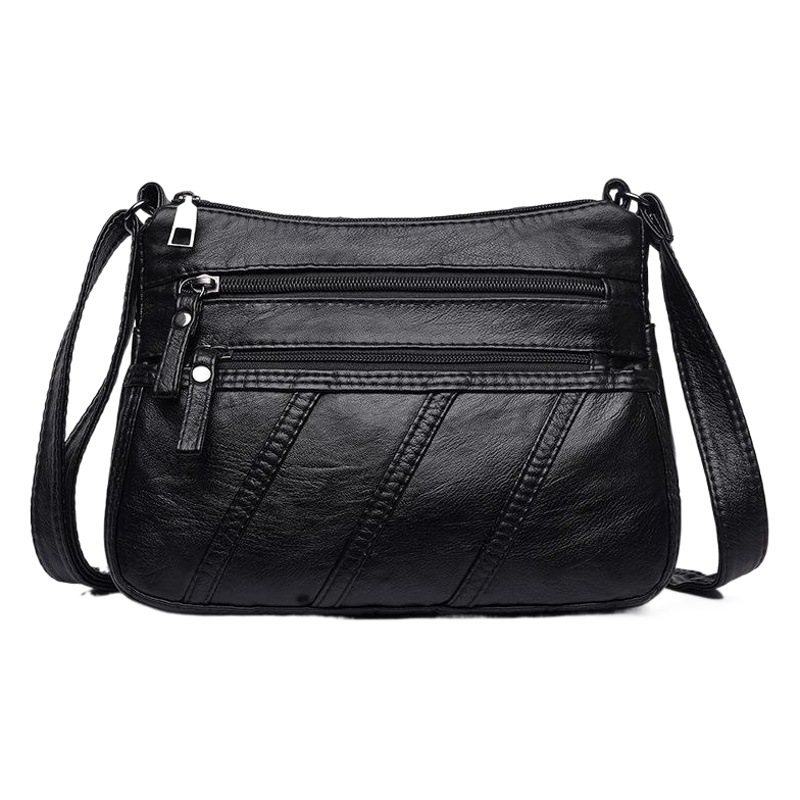 Shoulder Bag 2020 New Washed Leather Soft Leather Middle-aged Women's Bag Crossbody Bag Large Capacity Middle-aged and Elderly Crossbody Bag