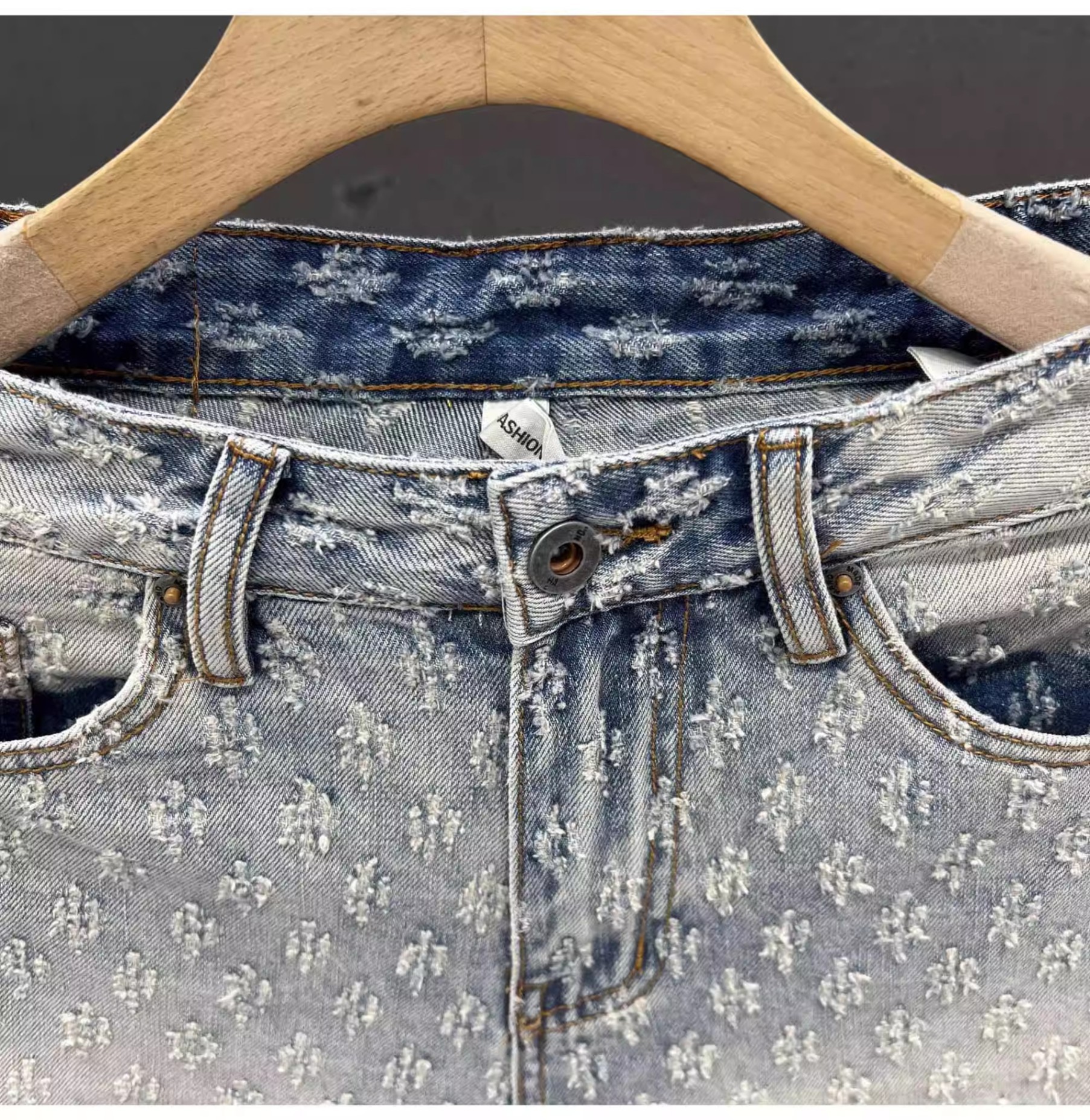 Men's Clothing Men's Retro Jacquard Denim Shorts Summer Design High Street Style Washed Five Point Athletic Pants_mkmklike.com