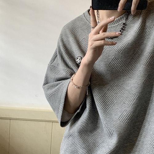 Men's Round Neck Short Sleeve T-Shirt Summer Korean Version Trendy Versatile Loose Half-Sleeve Top Ins Hong Kong Style Unique T-Shirt