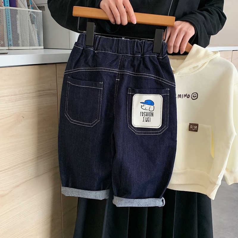男童牛仔裤春秋裤子中小童秋季新款2025儿童男孩洋气牛仔宽松长裤|undefined