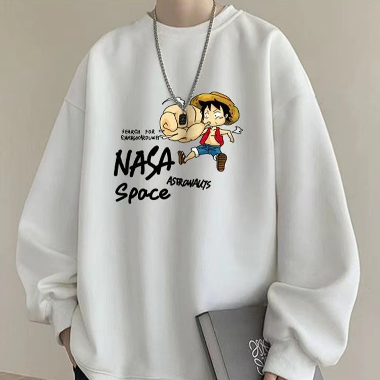 새로운 봄과 가을 후드 스웨터 무거운 느슨한 미국 스타일 트렌디베이스 셔츠 캐주얼 홍콩 스타일 남성 플러스 사이즈 탑