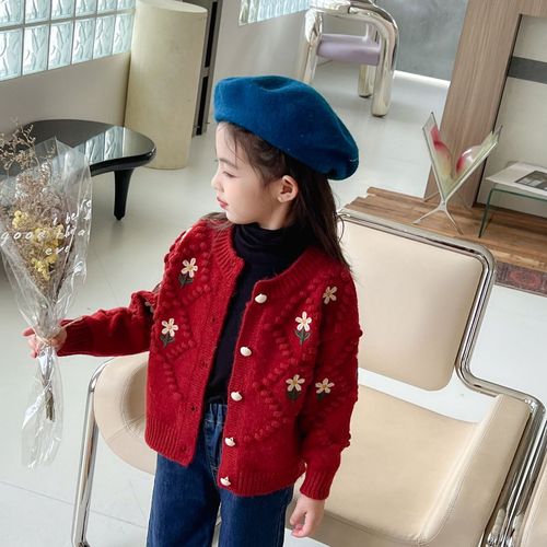 Baby Girl Cardigan Sweater Outerwear Autumn/Winter Princess Style Knitted Sweater Fashion Girl Baby Red Christmas Sweater
