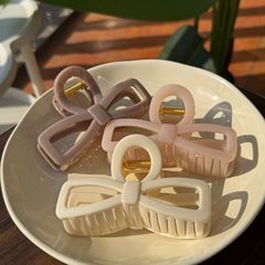 新クリーム色10cm角蝶結び大蝶結びクリップ後頭部クリップ気質髪飾りサメクリップ