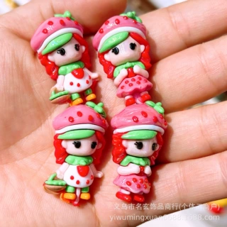 软胶镀UV彩虹女孩竖孔珠彩虹女孩通孔珠diy串珠笔手机链饰品配件
