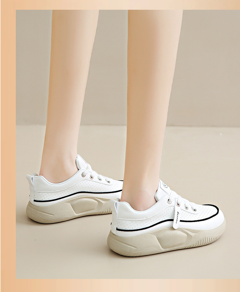 Atmungsaktive Damen Freizeitschuhe Mit Dicker Sohle Weiß_voghion.com