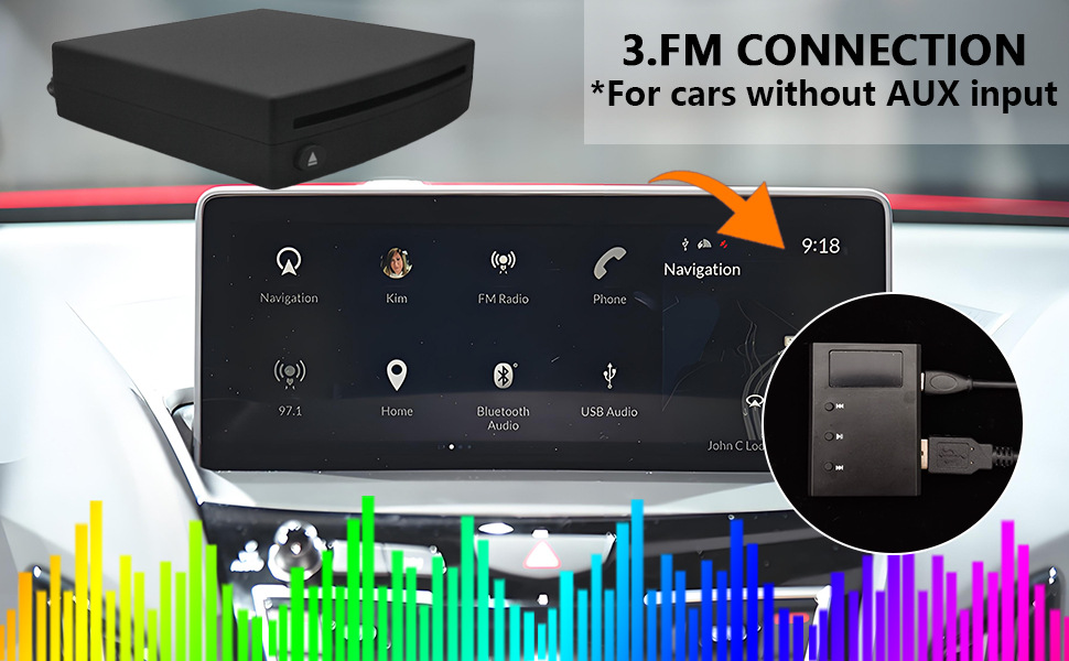 In-car CD player with USB connection, external CD player with FM transmitter and AUX output box